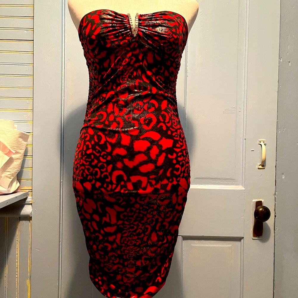 Vivace shiny red animal print dress
